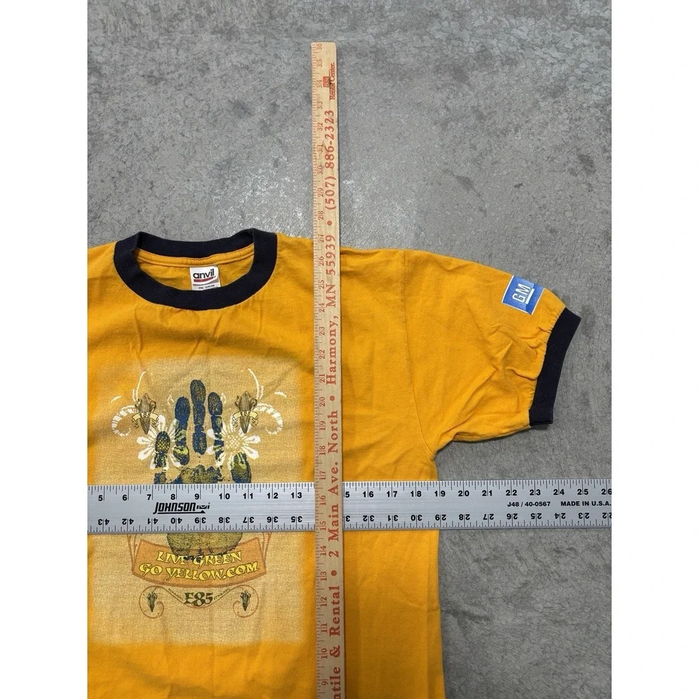 Vintage Anvil "Live Green Go Yellow" ringer tee in a men's medium - Picture 4 of 4